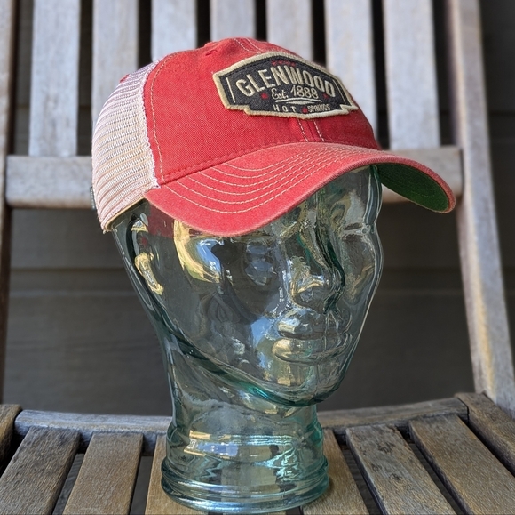 NWOT Legacy Glenwood Hot Springs Mesh Trucker Hat Unisex Red Cream - Picture 1 of 7
